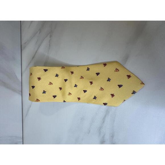 Brooks Brothers Makers classic yellow/multicolored butterfly 100% silk necktie - Picture 1 of 4